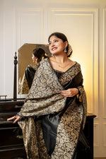Thumbnail for Jyoti Fashion Women's Black Handloom Raw Silk Weaving Designer Saree with Blouse
