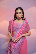 Thumbnail for Jyoti Fashion Women's Pink Handloom Raw Silk Weaving Designer Saree with Blouse