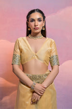 Thumbnail for Jyoti Fashion Women's Cream Handloom Raw Silk Weaving Designer Saree with Blouse