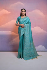 Thumbnail for Jyoti Fashion Women's Firozi Handloom Raw Silk Weaving Designer Saree with Blouse