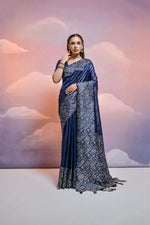 Thumbnail for Jyoti Fashion Women's Navy Blue Handloom Raw Silk Weaving Designer Saree with Blouse