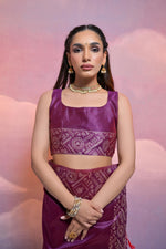 Thumbnail for Jyoti Fashion Women's Wine Handloom Raw Silk Weaving Designer Saree with Blouse