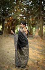 Thumbnail for Jyoti Fashion Women's Black Handloom Raw Silk Weaving Designer Saree with Blouse