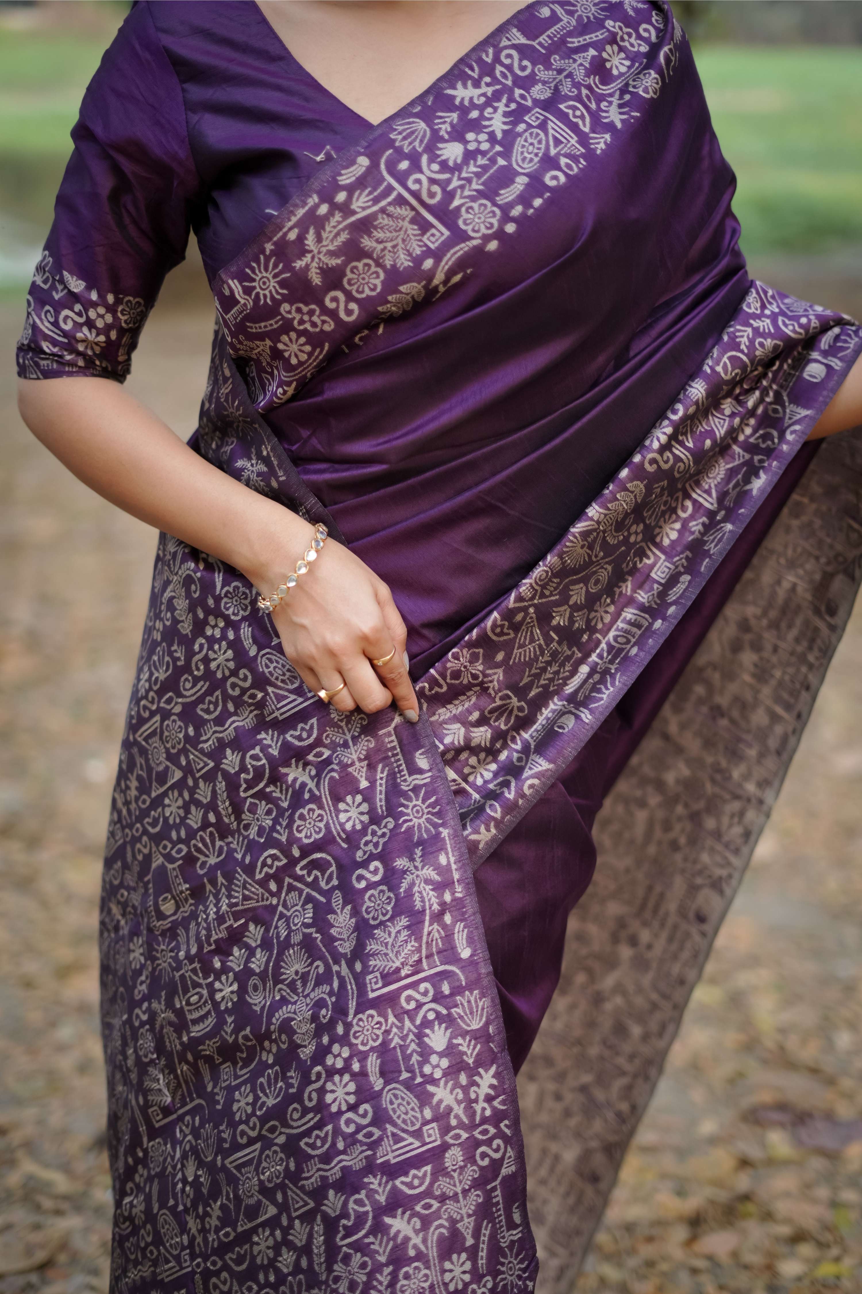 Jyoti Fashion Women's Wine Handloom Raw Silk Weaving Designer Saree with Blouse