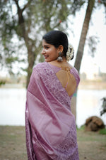 Thumbnail for Jyoti Fashion Women's Purple Handloom Raw Silk Weaving Designer Saree with Blouse