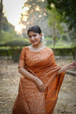 Thumbnail for Jyoti Fashion Women's Orange Handloom Raw Silk Weaving Designer Saree with Blouse