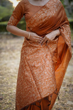 Thumbnail for Jyoti Fashion Women's Orange Handloom Raw Silk Weaving Designer Saree with Blouse