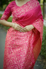 Thumbnail for Jyoti Fashion Women's Pink Handloom Raw Silk Weaving Designer Saree with Blouse