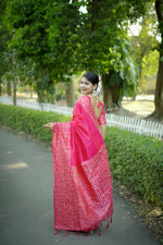 Thumbnail for Jyoti Fashion Women's Pink Handloom Raw Silk Weaving Designer Saree with Blouse