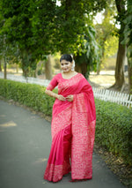 Thumbnail for Jyoti Fashion Women's Pink Handloom Raw Silk Weaving Designer Saree with Blouse