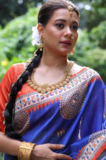 Thumbnail for Jyoti Fashion Women's Blue Soft Tussar Silk Printed Designer Saree with Blouse