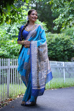 Thumbnail for Jyoti Fashion Women's Firozi Soft Tussar Silk Printed Designer Saree with Blouse
