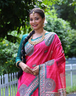 Thumbnail for Jyoti Fashion Women's Pink Soft Tussar Silk Printed Designer Saree with Blouse