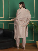 Thumbnail for Jyoti Fashion Women's Beige Chinon Chiffon Floral Embroidery with Cording & Crystal Work Designer Straight Suit Set - Distacart