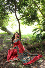 Thumbnail for Jyoti Fashion Women's Black Soft Tussar Silk Peacock Printed Designer Saree with Blouse