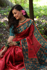 Thumbnail for Jyoti Fashion Women's Black Soft Tussar Silk Peacock Printed Designer Saree with Blouse