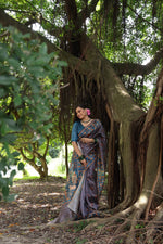 Thumbnail for Jyoti Fashion Women's Gajri Red Soft Tussar Silk Peacock Printed Designer Saree with Blouse