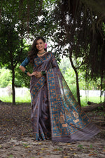 Thumbnail for Jyoti Fashion Women's Gajri Red Soft Tussar Silk Peacock Printed Designer Saree with Blouse