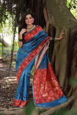 Thumbnail for Jyoti Fashion Women's Wine Soft Tussar Silk Peacock Printed Designer Saree with Blouse