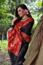 Thumbnail for Jyoti Fashion Women's Blue Soft Tussar Silk Peacock Printed Designer Saree with Blouse