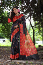 Thumbnail for Jyoti Fashion Women's Blue Soft Tussar Silk Peacock Printed Designer Saree with Blouse