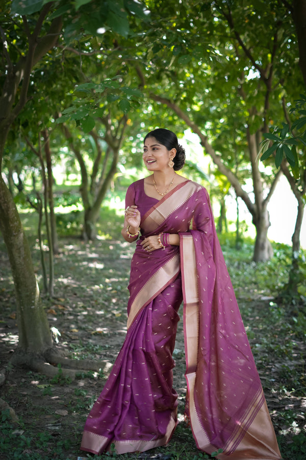 Jyoti Fashion Women's Purple Soft Kalyani Silk Zari Woven Designer Saree with Blouse