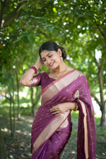 Thumbnail for Jyoti Fashion Women's Purple Soft Kalyani Silk Zari Woven Designer Saree with Blouse