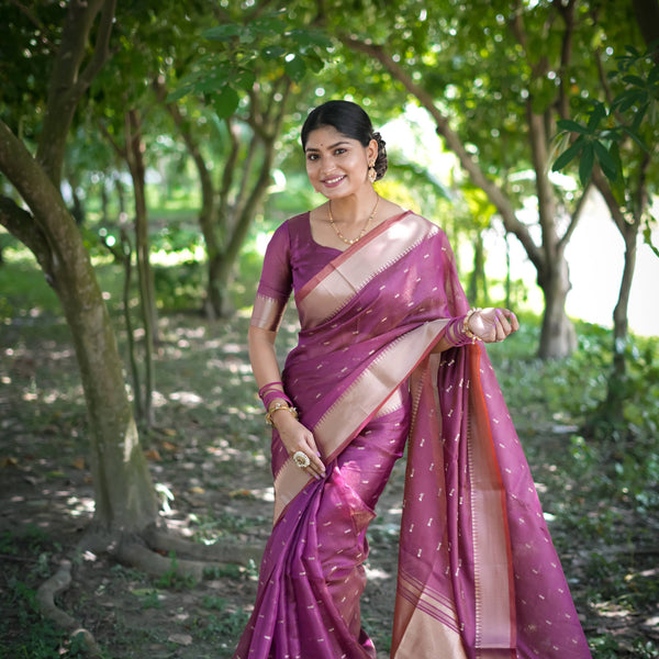Jyoti Fashion Women's Purple Soft Kalyani Silk Zari Woven Designer Saree with Blouse - Distacart