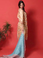 Thumbnail for Jyoti Fashion Women's Peach Cotton Digital Printed Festive Wear Designer Straight Suit Set - Distacart
