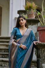 Thumbnail for Jyoti Fashion Women's Firozi Soft Kalyani Silk Zari Woven Designer Saree with Blouse