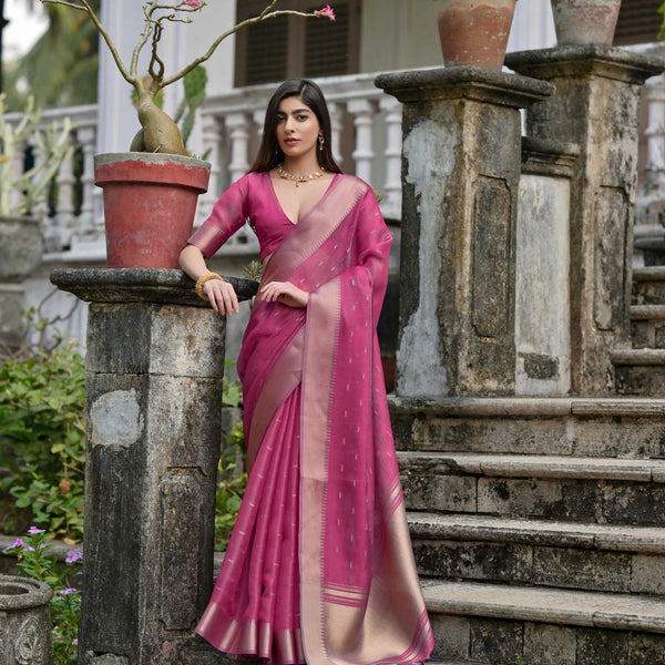 Jyoti Fashion Women's Wine Soft Kalyani Silk Zari Woven Designer Saree with Blouse - Distacart