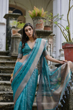 Thumbnail for Jyoti Fashion Women's Teal Soft Kalyani Silk Zari Woven Designer Saree with Blouse