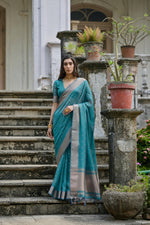 Thumbnail for Jyoti Fashion Women's Teal Soft Kalyani Silk Zari Woven Designer Saree with Blouse