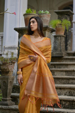 Thumbnail for Jyoti Fashion Women's Mustard Soft Kalyani Silk Zari Woven Designer Saree with Blouse
