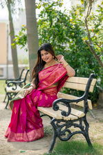Thumbnail for Jyoti Fashion Women's Pink Soft Banarasi Silk Zari Woven Saree with Blouse - Distacart