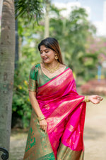 Thumbnail for Jyoti Fashion Women's Pink Soft Banarasi Silk Zari Woven Saree with Blouse - Distacart