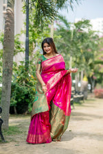 Thumbnail for Jyoti Fashion Women's Pink Soft Banarasi Silk Zari Woven Saree with Blouse - Distacart