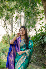 Thumbnail for Jyoti Fashion Women's Turquoise Soft Banarasi Silk Zari Woven Saree with Blouse - Distacart