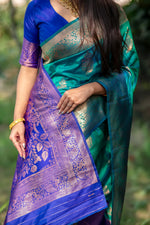 Thumbnail for Jyoti Fashion Women's Turquoise Soft Banarasi Silk Zari Woven Saree with Blouse - Distacart