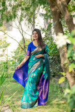 Thumbnail for Jyoti Fashion Women's Turquoise Soft Banarasi Silk Zari Woven Saree with Blouse - Distacart
