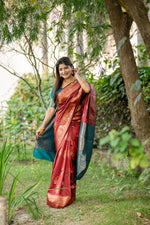 Thumbnail for Jyoti Fashion Women's Maroon Soft Banarasi Silk Zari Woven Saree with Blouse - Distacart
