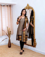 Thumbnail for Jyoti Fashion Women's Grey Kanchi Cotton Zari Woven Designer Kurti with Dupatta
