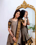 Thumbnail for Jyoti Fashion Women's Grey Kanchi Cotton Zari Woven Designer Kurti with Dupatta