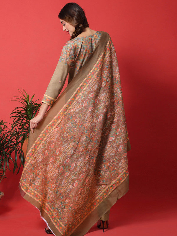 Jyoti Fashion Women's Brown Cotton Digital Printed Festive Wear Designer Straight Suit Set - Distacart