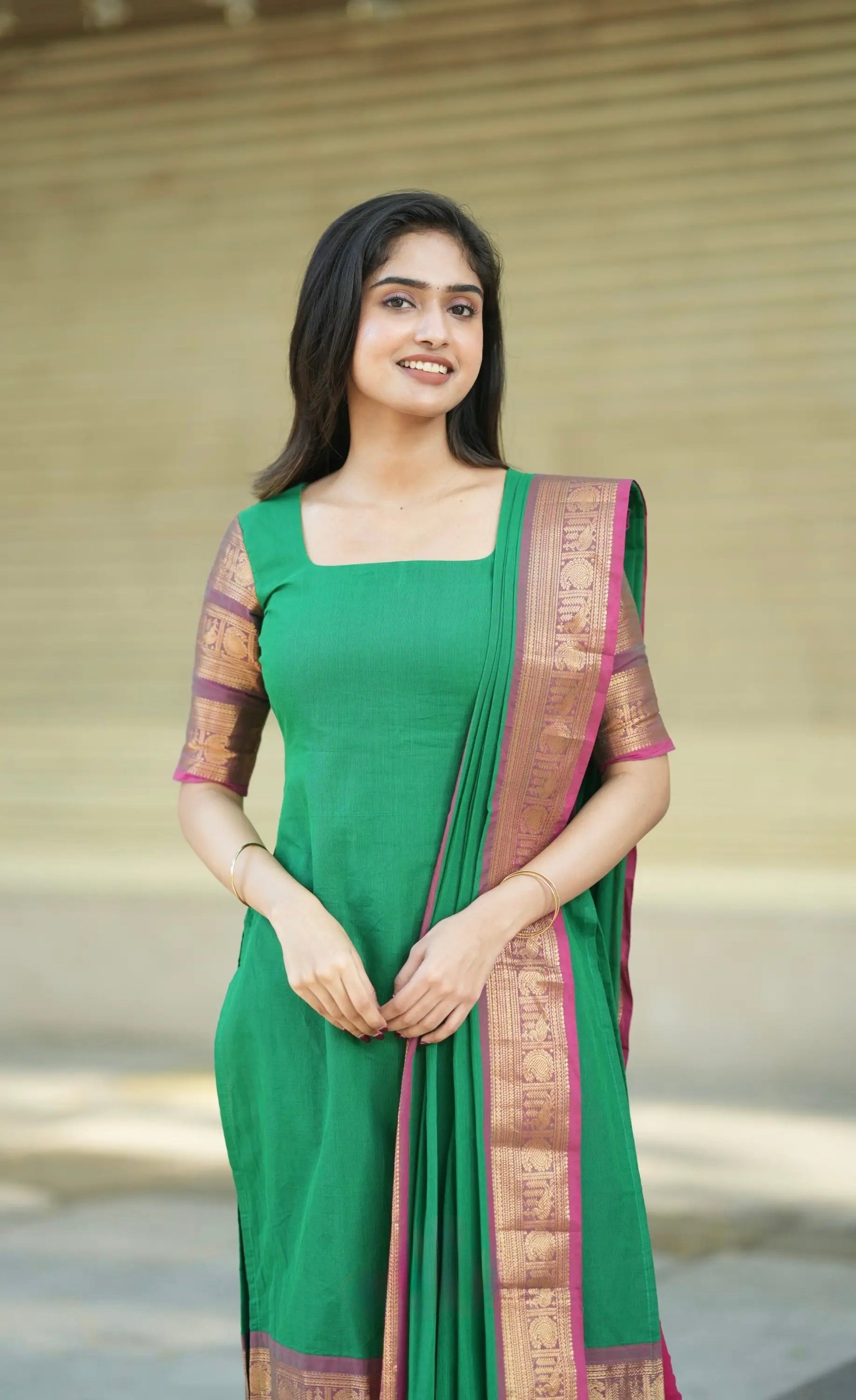 Jyoti Fashion Women's Green Kanchi Cotton Zari Woven Designer Kurti with Dupatta