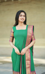 Thumbnail for Jyoti Fashion Women's Green Kanchi Cotton Zari Woven Designer Kurti with Dupatta