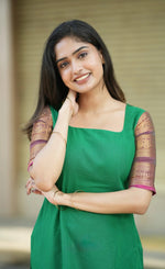 Thumbnail for Jyoti Fashion Women's Green Kanchi Cotton Zari Woven Designer Kurti with Dupatta