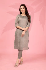 Thumbnail for Jyoti Fashion Women's Grey Kanchi Cotton Lining Zari Woven Designer Kurti Only