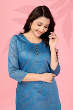 Thumbnail for Jyoti Fashion Women's Blue Kanchi Cotton Lining Zari Woven Designer Kurti Only