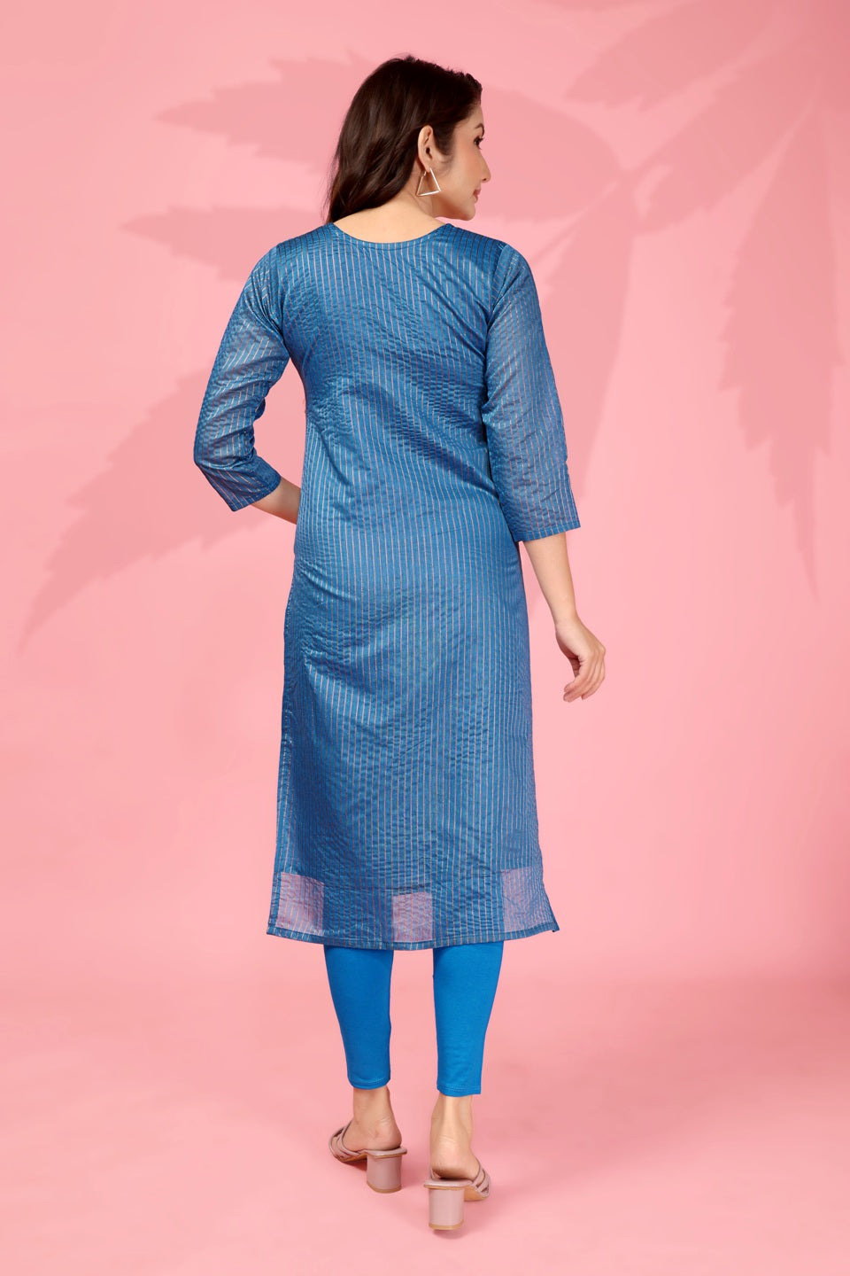Jyoti Fashion Women's Blue Kanchi Cotton Lining Zari Woven Designer Kurti Only
